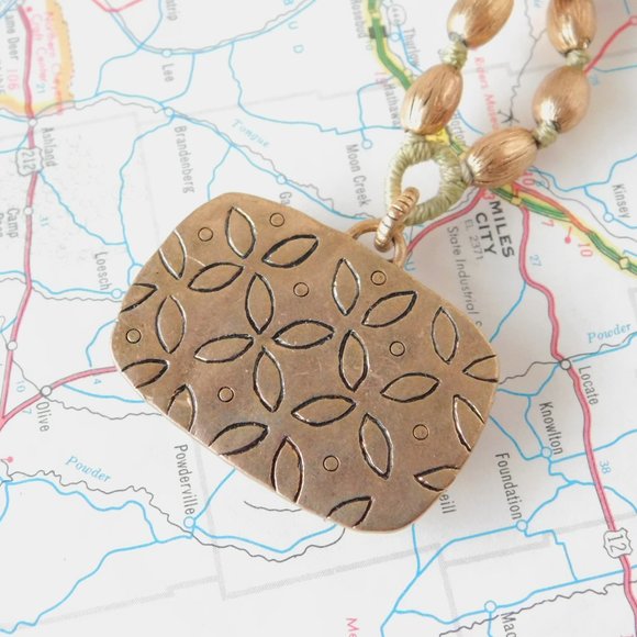 boho Sigrid Olsen ceramic pendant brass beads - Picture 5 of 5